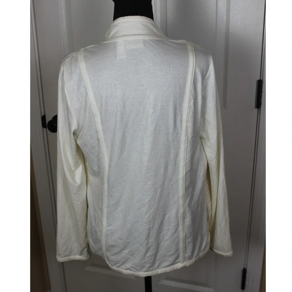 Chicos Women's Sequined Detail Full Zip Lightweight Cream Jacket Size‎ 0